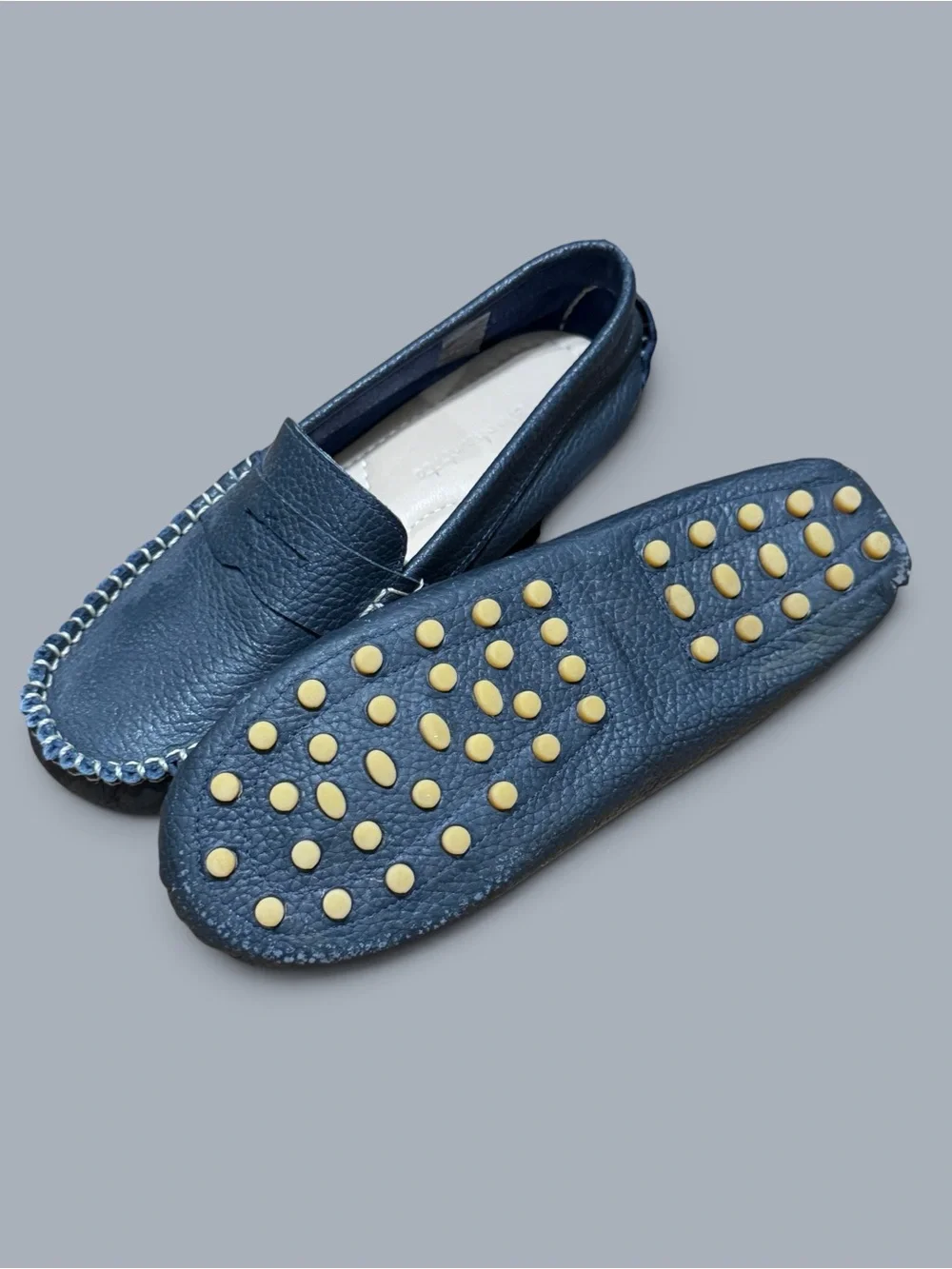 Elephantito Boys Navy Leather Driving Loafers Moccasins Size 2